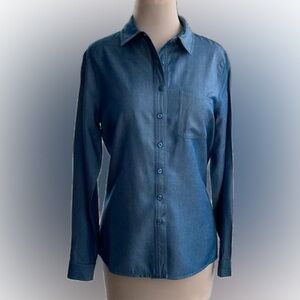 Indigo Rose Women's Blue Button Down Long Sleeve Shirt, Size M